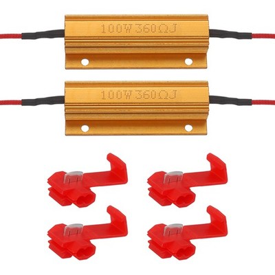 100W 360Ohm Aluminum Load Resistors with Quick Wire Clips for LED Light 2pcs