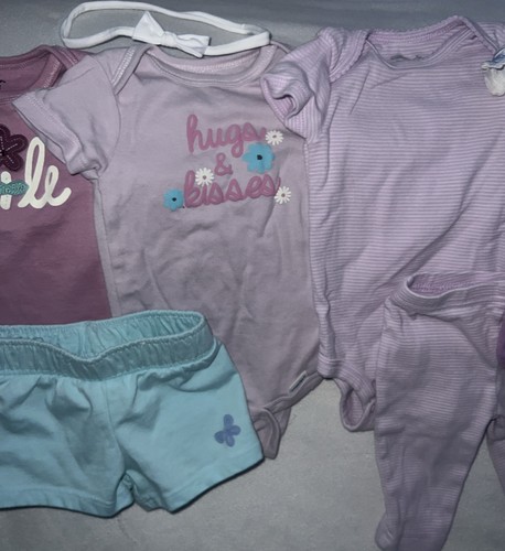 Lot Baby Girl 0-3m MIX & MATCH purple Outfits & Two - 2 Way Zip Sleep N Play - Picture 4 of 11