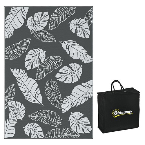 Outsunny wendbarer wasserdichter Outdoor-Teppich mit Tragetasche, 182 x 274 cm, grau - Bild 1 von 9