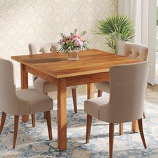 39.4-Inch Square Dining Table for 4, Wooden Small Kitchen Table for Dining Room