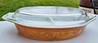 Vintage Pyrex Early American Divided Serving Dish Bowl with Cover 1-1/2 Quart