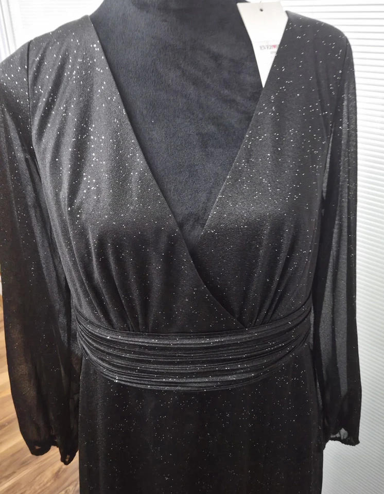 Vestido de Noche Ever Pretty Negro Largo Brillo Elegante Talla Grande 18 Vestido Formal Foto 4 de 4