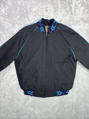 Vtg 90s Women David James Southwestern Jacket Black Aztec USA Large Cowboy Rodeo