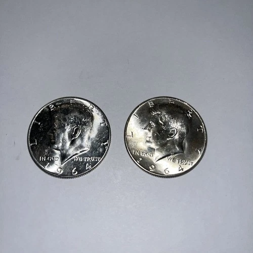 Lot Of 2 1964 Kennedy Half Dollars Near Uncirculated 90% Silver