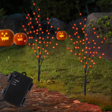 Lighted Halloween Tree Branches, 30IN 100LED Artificial Black Twig Branch with O