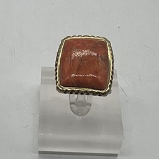 Barse Orange Jasper Statement Ring Gold Tone ...