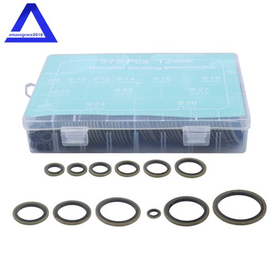 #ad 378 Pcs NBR Metal Bonded Sealing Washer Assortment Kit 12 Sizes M6 M30 Metric $24.07