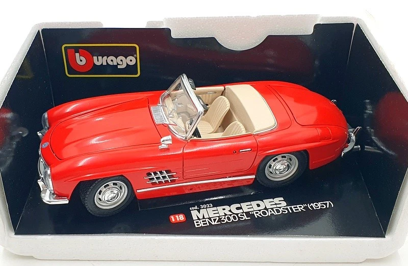 Burago 1/18 Scale Diecast 3023 - Mercedes-Benz 300SL Roadster 1957 - Red - Image 3 of 4
