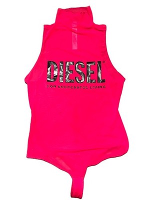 Diesel Women s Body Wear Pink Transparent Summer Y2K Top Slim Fit Size Medium