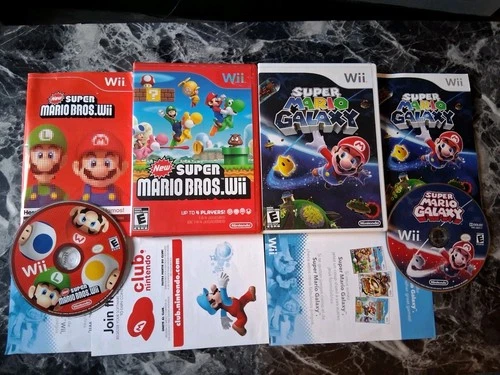 New Super Mario Bros. + Mario Galaxy Nintendo Wii Complete CIB
