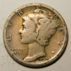 1919 D Mercury Dime 90% Silver G-VG  "Actual Coin Pictured - Not Cleaned"