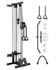 Wall Mount Cable Station LAT Pulldown Machine w/19 Positions Dual Pulley