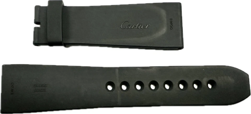Correa de reloj Cartier W7100056 Calibre de Diver de goma negra 24 mm genuina nueva Foto 2 de 2