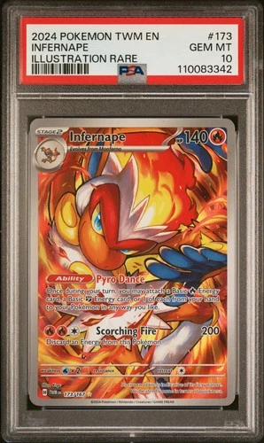 2024 POKEMON TWM EN-TWILIGHT MASQUERADE ILLUSTRATION RARE #173 INFERNAPE PSA 10