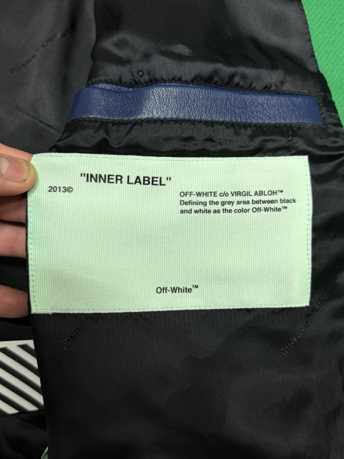 OFF WHITE Eagle Varsity Jacket Green & Blue Size … - image 7