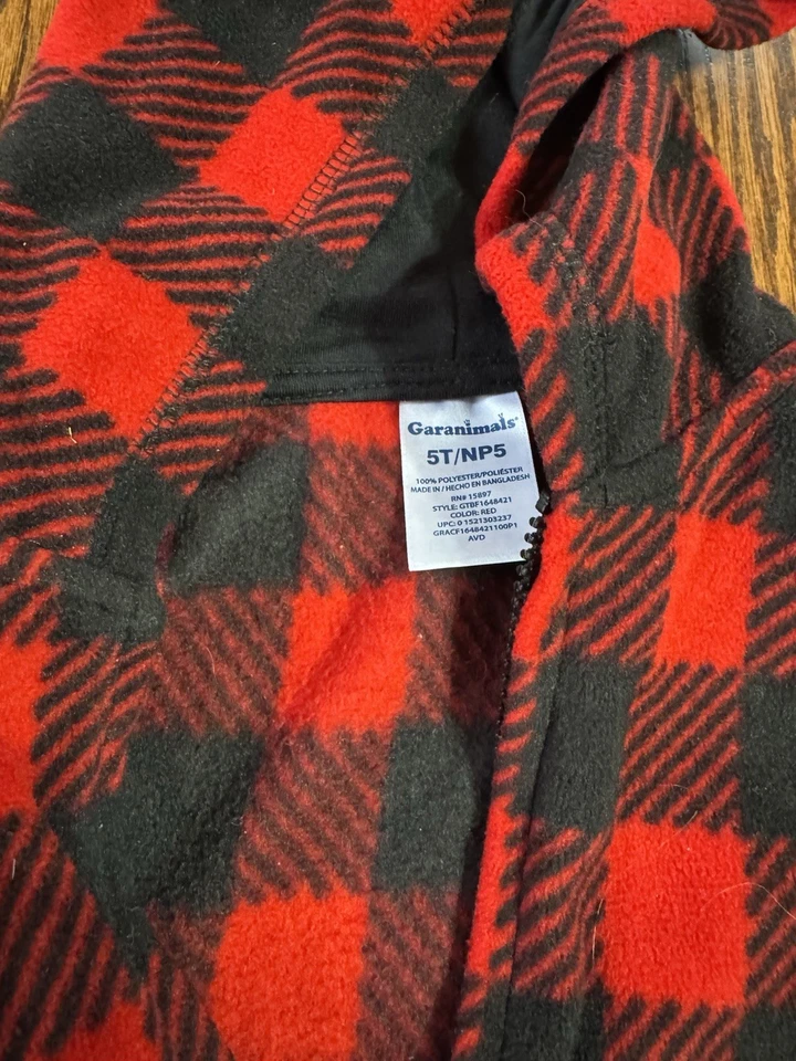 Sudadera con capucha a cuadros Buffalo 5T para niños Navidad vacaciones roja negra Foto 2 de 3