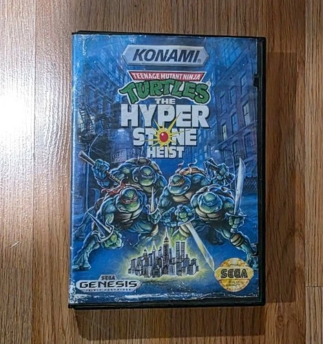Teenage Mutant Ninja Turtles The Hyper Stone Heist Sega Genesis 1992 Box & Game