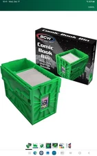 BCW Short Comic Book Bin Heavy Duty Stackable Plastic Box Holds 150 Bags Green