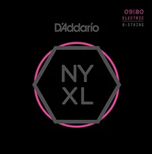 D'Addario Nickel Wound 8-String Electric Guitar Strings, Super Light, 09-80