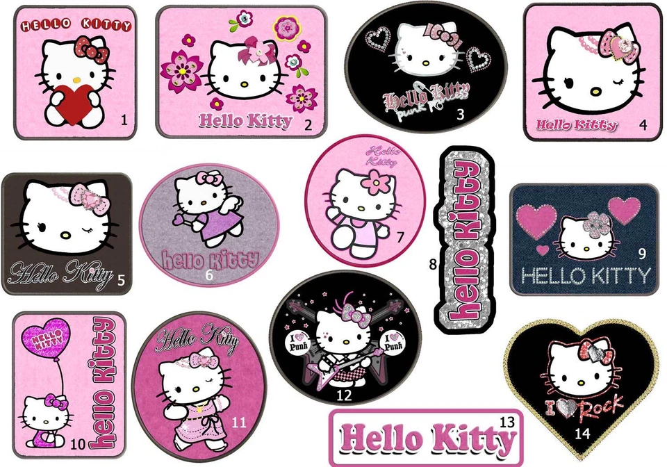 ✿ HELLO KITTY Applikationen FLICKEN Aufnäher 14 St. NEU