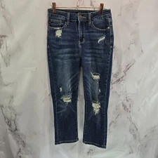 Judy Blue Jean Women 25 1 Capri Crop Kick Flare Denim Distressed Hole High Rise