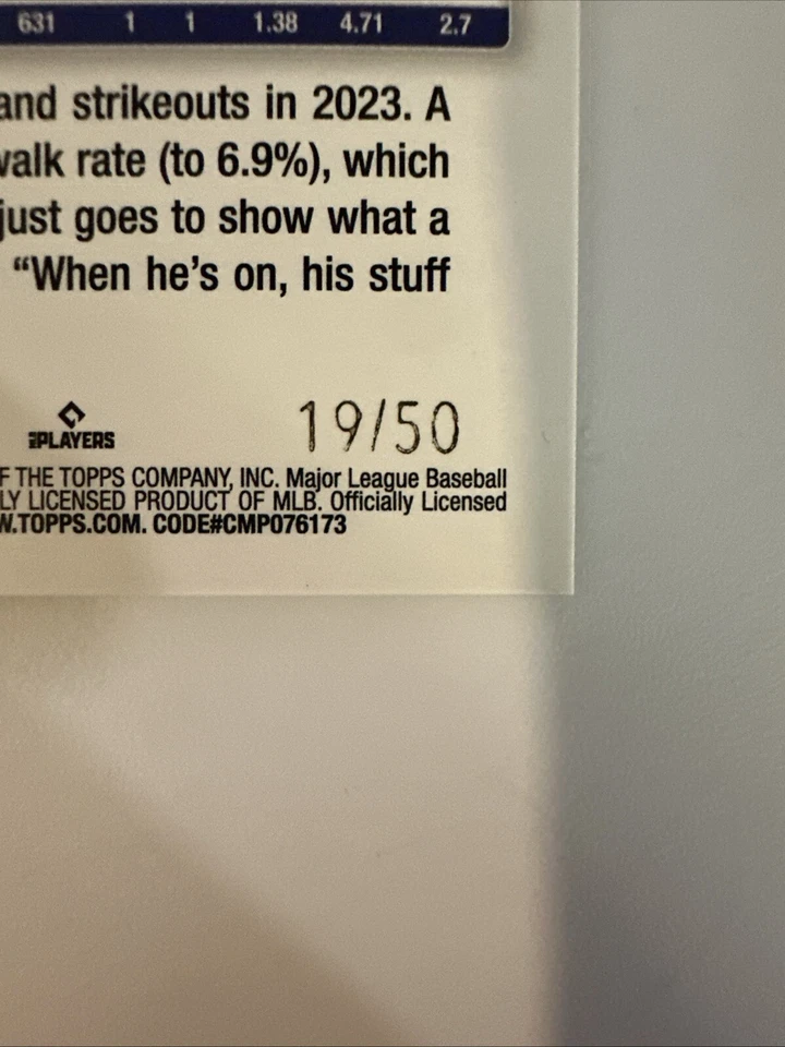 2024 Topps Yusei Kikuchi #510 Yellow Crackle /50 Toronto Blue Jays - Image 2 of 3