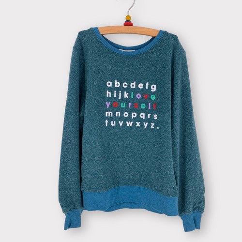 NEW Wildfox "Love Yourself" Alphabet Sweatshirt Fuzzy Green Kids Size XS 4/5 - Picture 11 of 11