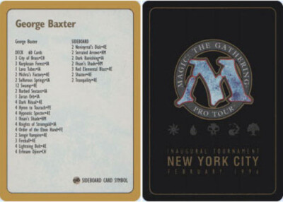 Decklist - George Baxter - 1996 ~ Near Mint Pro Tour C MTG Magic UltimateMTG Art