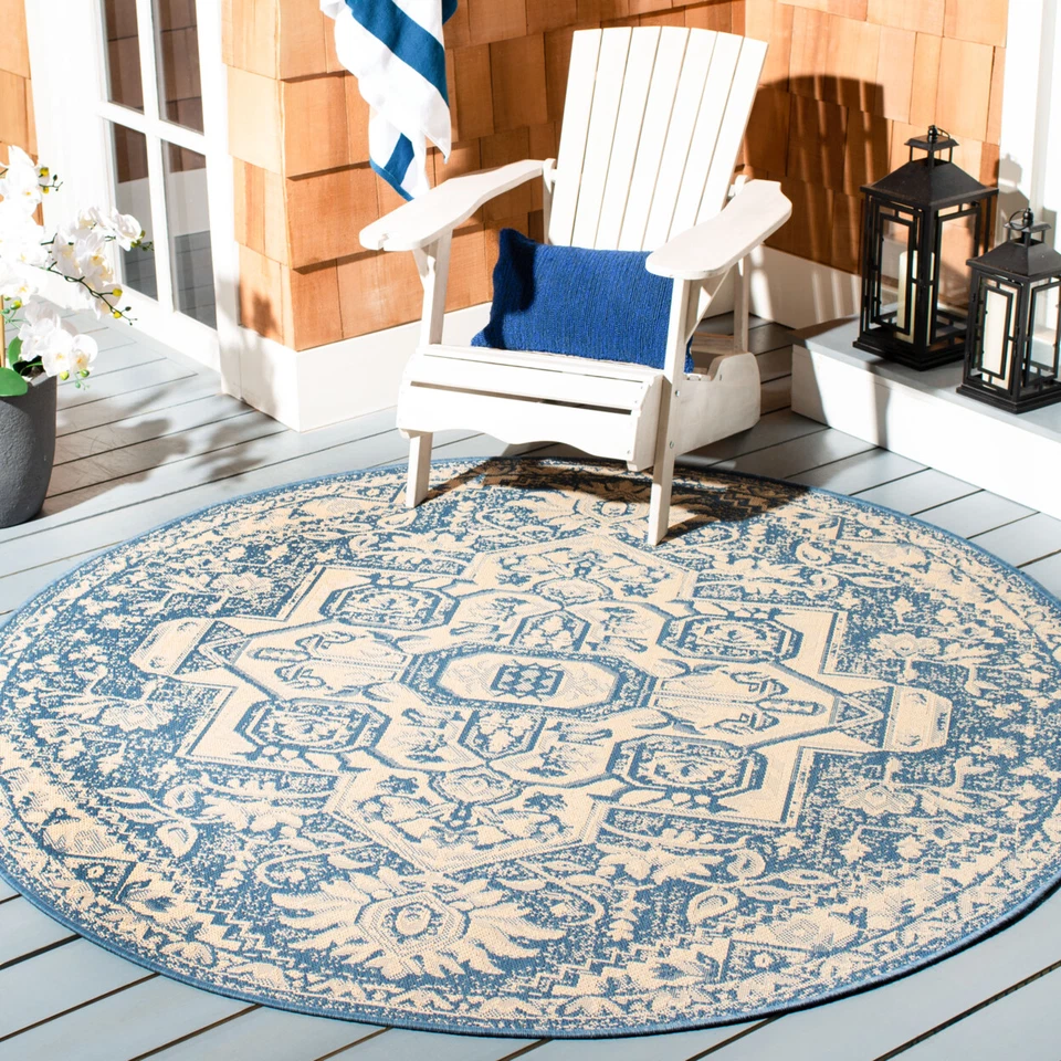 SAFAVIEH Indoor Outdoor BHS138N Beach House Cream / Blue Rug - Image 2 of 4