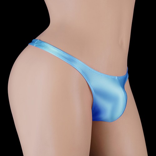 2025 Men's Sexy Oil Glossy Underwear Low-rise G-Strings Stretch Bikini Thong - Picture 21 of 21