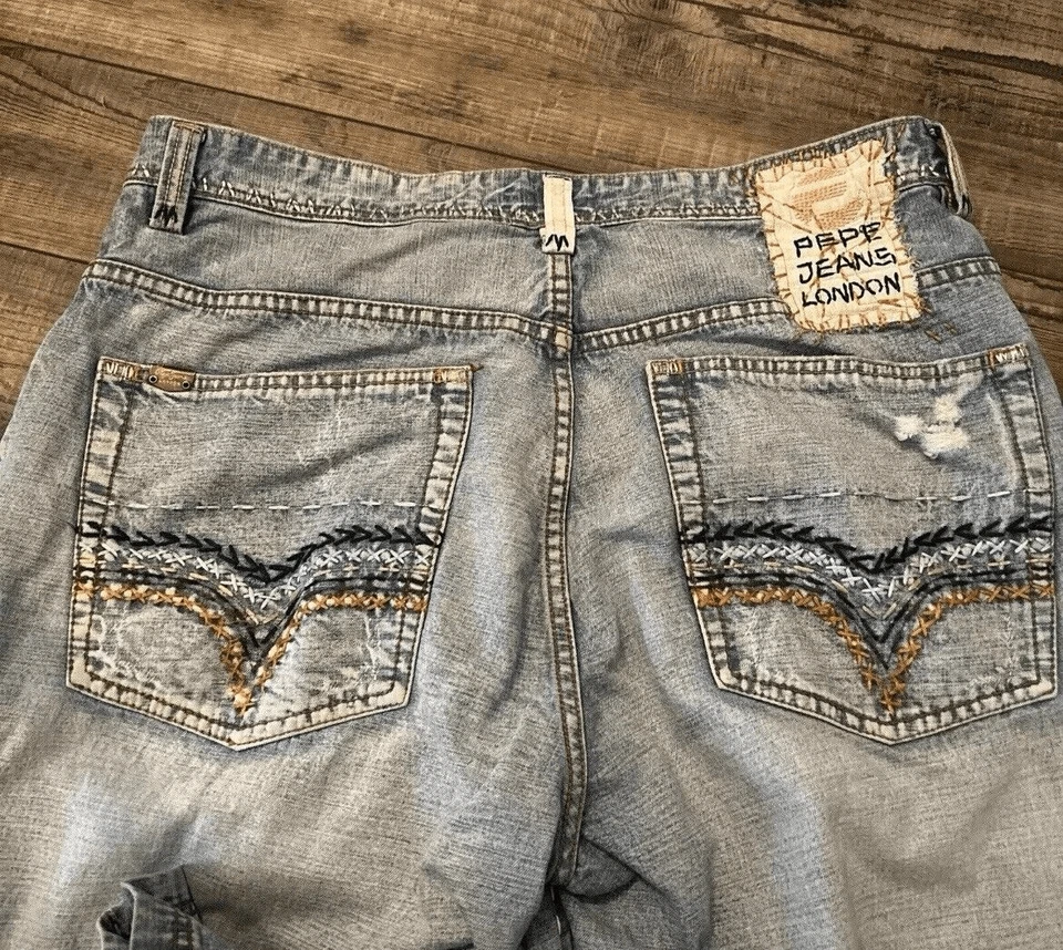 Винтажные мужские джинсы Pepe размер 38x33 Y2K 90-е свободные мешковатые широкие штанины хип-хоп фигурист - Изображение 3 из 4