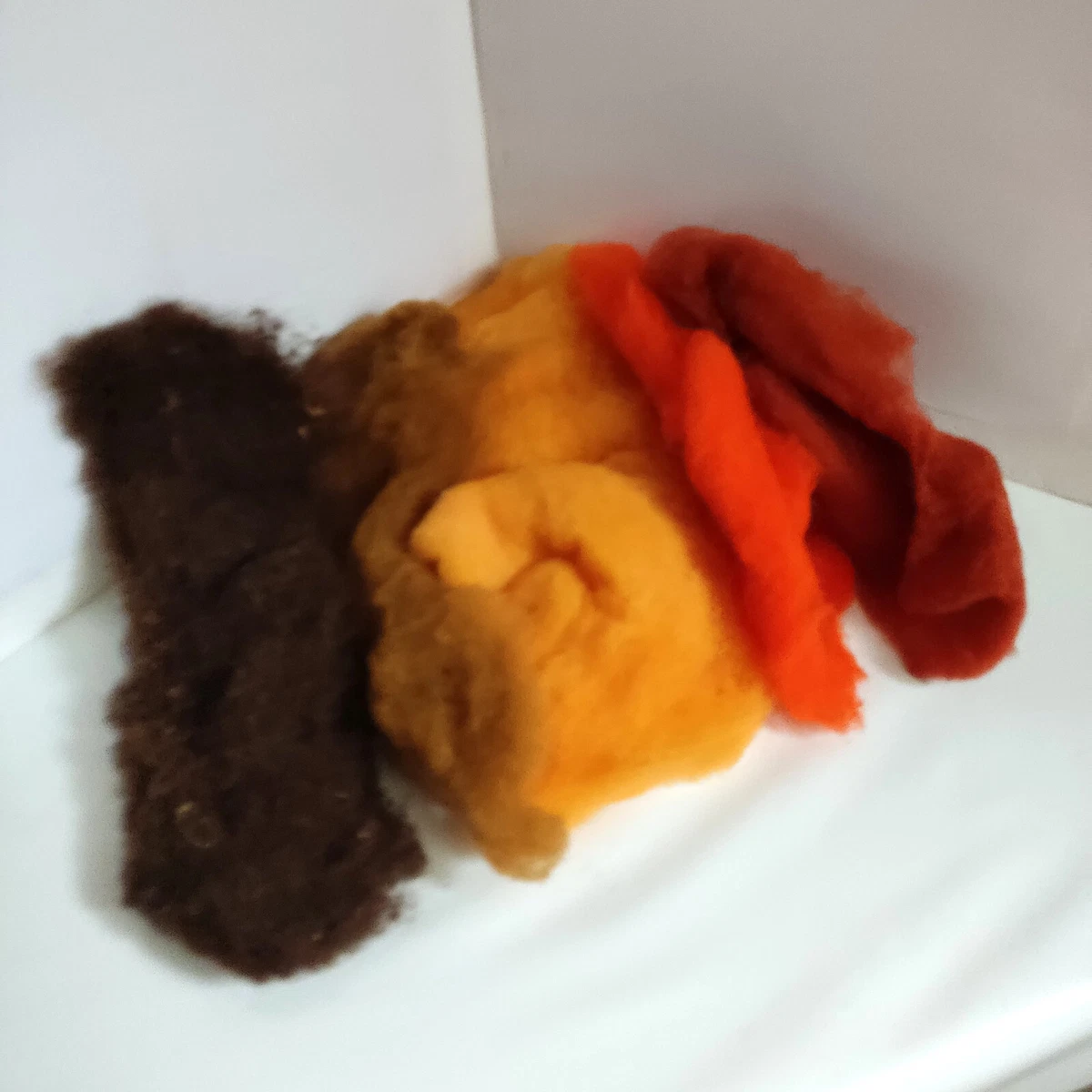Laine Cardée 100% Mérinos Français - 100g - Couleur Orange/brun/ocre - Pour Feutrage Ou Filage