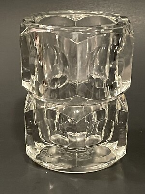 MCM Bohemian Block Czech Republic Elements Crystal Glass 4. 5 '' Vase or Votive