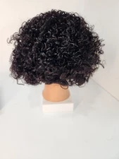 NEW Molefi 100% Human Hair Short Curly Bob Wig 150% Density Natural Black Daily