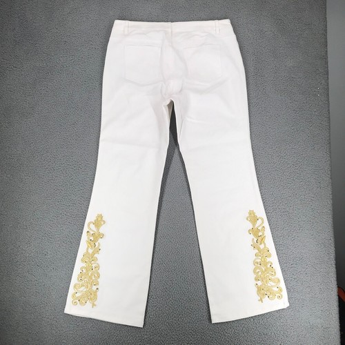 Vintage Bianca Nygard New York Gold Metallic Embroidered Jeans Size 12 White - Bild 5 von 13