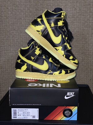 Nike Dunk High 1985 Yellow Acid Wash Black DD9404-001 Mens Sz 5 New Fast Ship