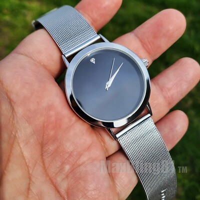 Unisex Watch Luxury Style Fashion Silver Tone Metal Mesh Band Wrist Dress Urban