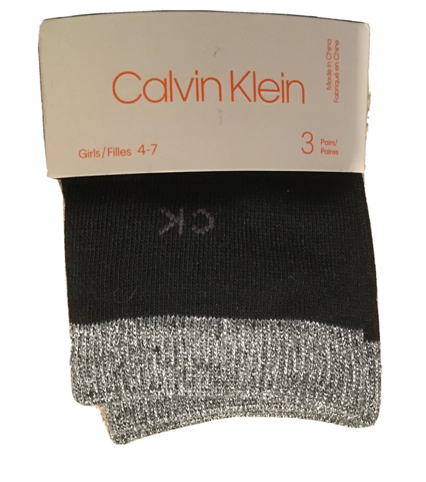 Calvin Klein девочек 6 пара: 3 черный твердый и 3 пятнистый четверть носки, размер 10-13 - Изображение 4 из 4