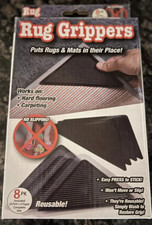 Rug Grippers Reusable Carpet Rubber Anti Curling Non-Slip Skid Pads - 8 Pack