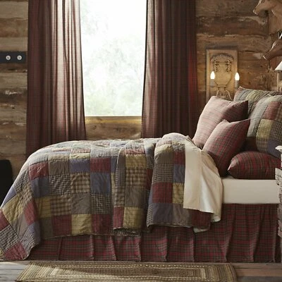VHC BRANDS California King 3 Pc Quilt Set Cedar Ridge Farmhouse Patchwork Cotton-XLarge Set