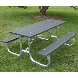 6 Galvanized Frame Picnic Table Recycled Plastic Gray Ebay