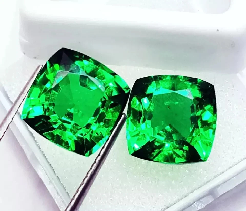 Emerald Pair 20  Ct Cushion Cut Natural Colombian Loose Gemstone CERTIFIED - Image 2 of 4