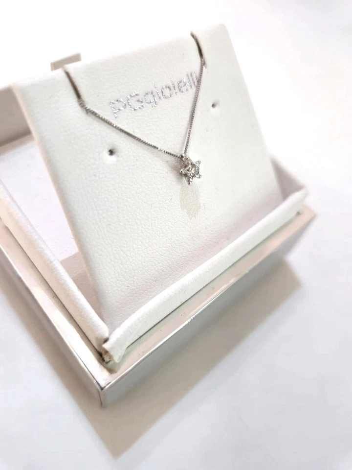COLLANA PUNTO LUCE DIAMANTI Forma A STELLA Oro Bianco 18 Karati 750% PG GIOIELLI - Immagine 3 di 4