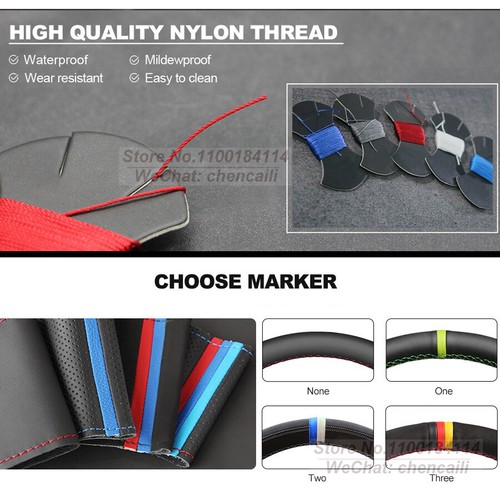 Cubierta negra de cuero gamuza para volante de automóvil para Mazda 3 6 Atenza CX-3 CX-5 CX9 - Imagen 5 de 12