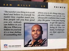 Sam Mills AUTO 1991 Pro Line Portraits #105 Authentic HOF