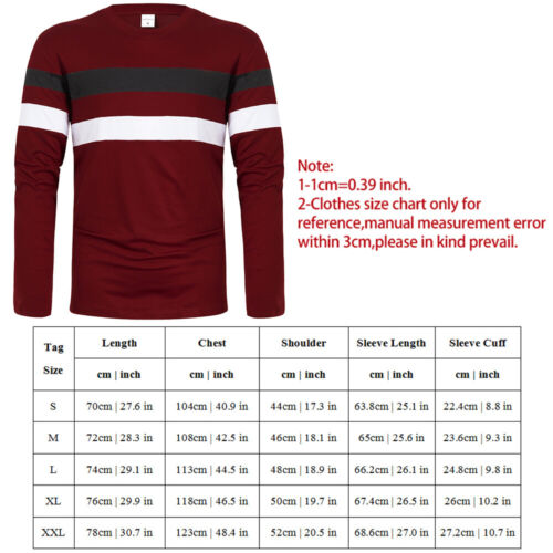 Men Stripe Long Sleeve Slim Fit Tops Casual Work T-Shirt Pullover Sweatshirts - Picture 2 of 20