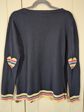 Monsoon Jumper Size Medium, Rainbow Heart Elbow Detail, Navy Blue Jumper 🌈