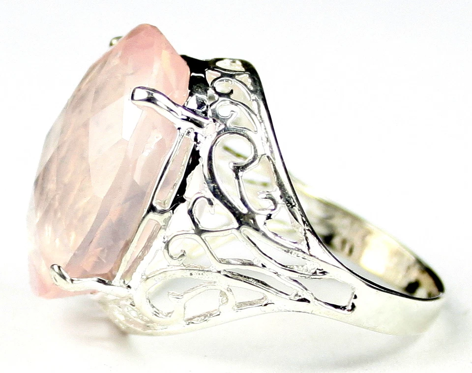 Розовый кварц, 925 пробы женское кольцо, SR291-ручной работы - Изображение 3 из 4