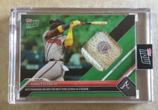 2023 Topps Now Ronald Acuna Jr. Base Relic Green Parallel Jersey Number 13/75