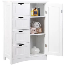 Wooden Floor Cabinet Freestanding Bathroom Storage Cabinet Unit Home Decor White